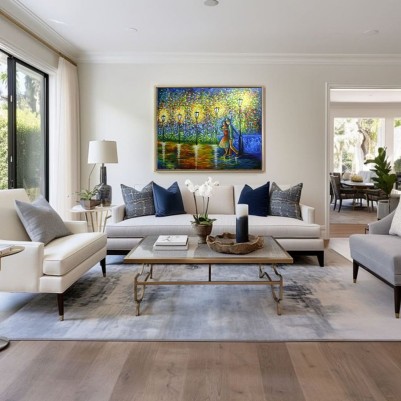 Quadro decorativo pintado a mão paisagem noturna casal 80x120