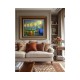 Quadro decorativo pintado a mão paisagem noturna casal 80x120
