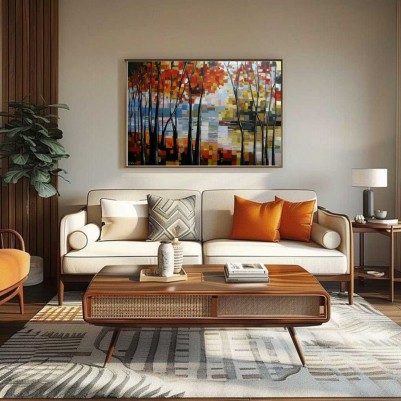 Quadro pintado a mão paisagem estilo pixel medida 60x90 