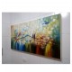 Quadro pintado a mão arvore e passarinhos medida 60x120 
