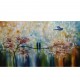 Quadro pintado a mão arvore e passarinhos medida 70x120 