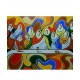 Quadro Santa ceia pintada a mão colorida modelo 2 ,curvas  medida 80x100 