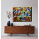Quadro Santa ceia pintada a mão colorida modelo 2 ,curvas  medida 80x100 