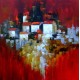 Quadro casario estilo moderno abstrato colorido modelo 2a 100x100 
