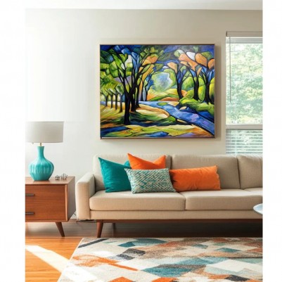 Quadro decorativo pintado a mão arvore  medida 80x100