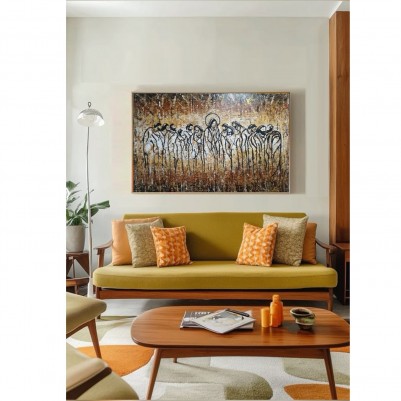 Quadro pintado a mão Santa ceia fundo tinta em relevo , medida 80x120