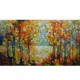 Quadro decorativo pintado a mão paisagem abstrato arvores 70x120 