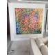 Quadro abstrato multicolorido pintado a mão, vertical 180x160 COD 994