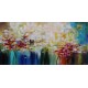 Quadro pintado a mão arvore e passarinhos medida 50x100 COD 1060