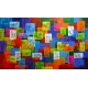 Quadro abstrato multicolorido pintado a mão geométricos espatulado  90x150 código 1004
