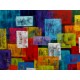 Quadro abstrato multicolorido pintado a mão geométricos espatulado  90x150 código 1004