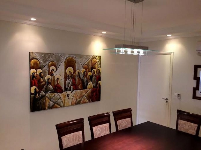 Quadro pintado a mão Santa ceia espatulada,para decoração medida 100x150