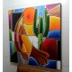 Quadro decorativo pintado a mão releitura de Tarsila do Amaral por Katia Almeida , O Abaporu  100x100 