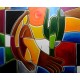 Quadro decorativo pintado a mão releitura de Tarsila do Amaral por Katia Almeida , O Abaporu  100x120 
