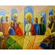 Quadro decorativo Santa ceia colorida moderna pintada a mão medida 80x100 