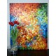 Quadro abstrato multicolorido pintado a mão, vertical 80x100 