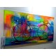 Quadro decorativo pintado a mão tema bike, ciclismo, bicicleta medida 80x150 