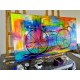 Quadro decorativo pintado a mão tema bike, ciclismo, bicicleta medida 80x150 