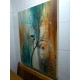 Quadro decorativo pintado a mão tema arvores e passarinhos estilo moderno 3a, vertical,  80x100 
