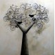 Quadro decorativo pintado a mão tema arvores e passarinhos e bikes (bicicletas) estilo moderno 4a, 80x80 