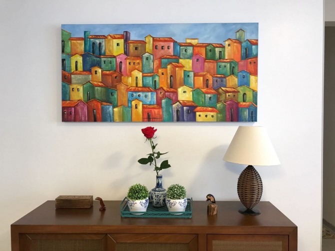 Quadro casario estilo moderno abstrato colorido 1a  70x140 código 353