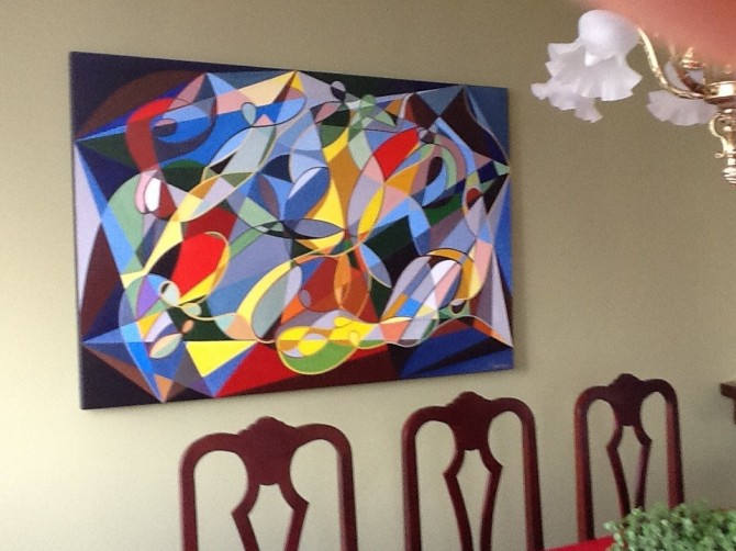Quadro decorativo pintado a mão releitura da obra de Samson por Katia Almeida 100x150 código 539 
