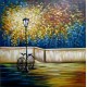 Quadro decorativo pintado a mão arvore e bicicleta  medida 50x50  