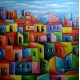 Quadro casario estilo moderno abstrato colorido 1a  90x90