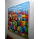 Quadro casario estilo moderno abstrato colorido 1a  90x90