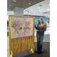 Quadro decorativo pintado a mão tema arvores e passarinhos estilo moderno 2a  funco clarinho 70x90  código 1288