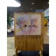 Quadro decorativo pintado a mão tema arvores e passarinhos estilo moderno 2a  funco clarinho 70x90  código 1288
