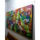 Quadro decorativo pintado a mão peixes 1A medida 80x140 cod 1181