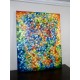 Quadro abstrato multicolorido pintado a mão, vertical , original,110x140 código 1184