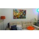 Quadro decorativo pintado a mão peixes 1A medida 80x120 cod 1186