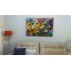 Quadro decorativo pintado a mão peixes 1A medida 80x120 cod 1186