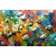 Quadro decorativo pintado a mão peixes 1A medida 80x120 cod 1186