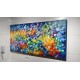 Quadro abstrato multicolorido pintado a mão 70x140 