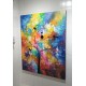 Quadro decorativo pintado a mão Arvores de gatos  medida 150x120 