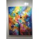 Quadro decorativo pintado a mão Arvores de gatos  medida 150x120 