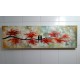 Quadro pintado a mão arvore e passarinhos flores vermelhas    