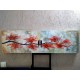 Quadro pintado a mão arvore e passarinhos flores vermelhas    