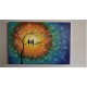 Quadro decorativo pintado a mão tema arvores e passarinhos estilo moderno 2a  70x100 