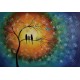 Quadro decorativo pintado a mão tema arvores e passarinhos estilo moderno 2a  70x100 