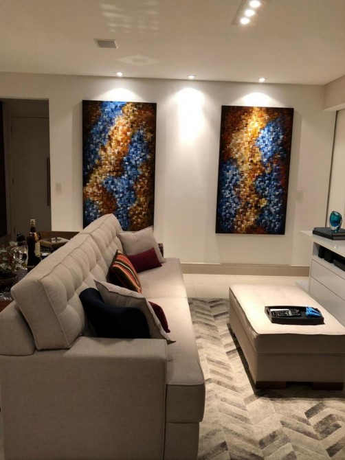 Quadros abstratos multicoloridos pintados a mão, verticais , originais, 90x160  cada quadro 