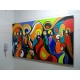 Quadro Santa ceia pintada a mão colorida modelo curvas  medida 90x150 código 1243