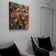 Quadro decorativo pintado a mão peixes 1A medida 80x80 cod 1267