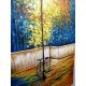 Quadro decorativo pintado a mão arvore e bicicleta medida 150x90