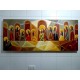 Quadro decorativo Santa ceia moderna pintada a mão tons terrosos medida 50X120 