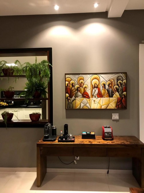 Quadro pintado a mão Santa ceia espatulada,para decoração medida 70x120 