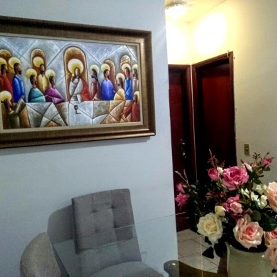 Quadro pintado a mão Santa ceia espatulada,para decoração medida 60x100 